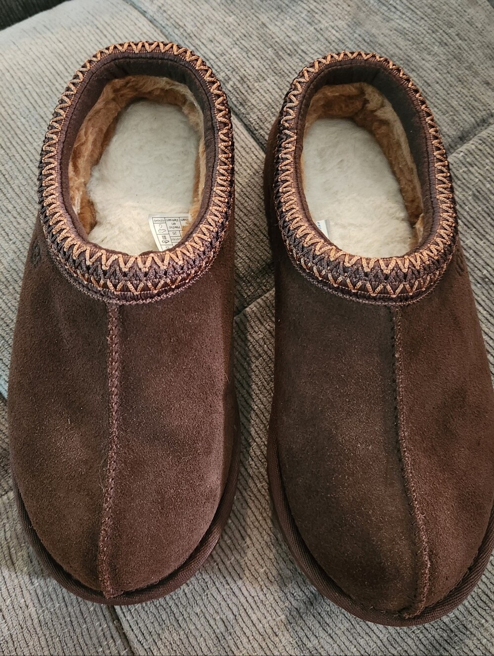 Women's Brown Ugg Tasman Suede Slip-On Fleece-Lined Slippers